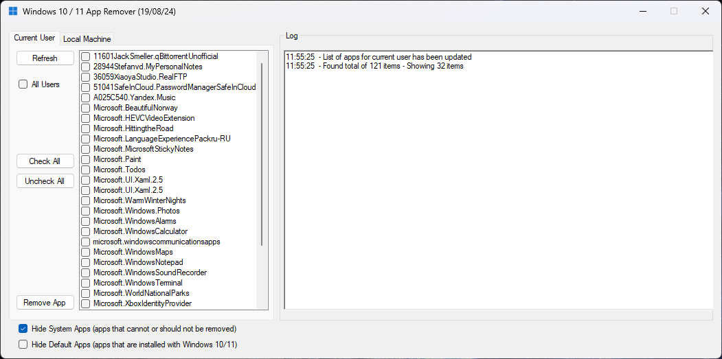 Windows 10/11 App Remover v1.6.2 - для удаления предустановленных программ